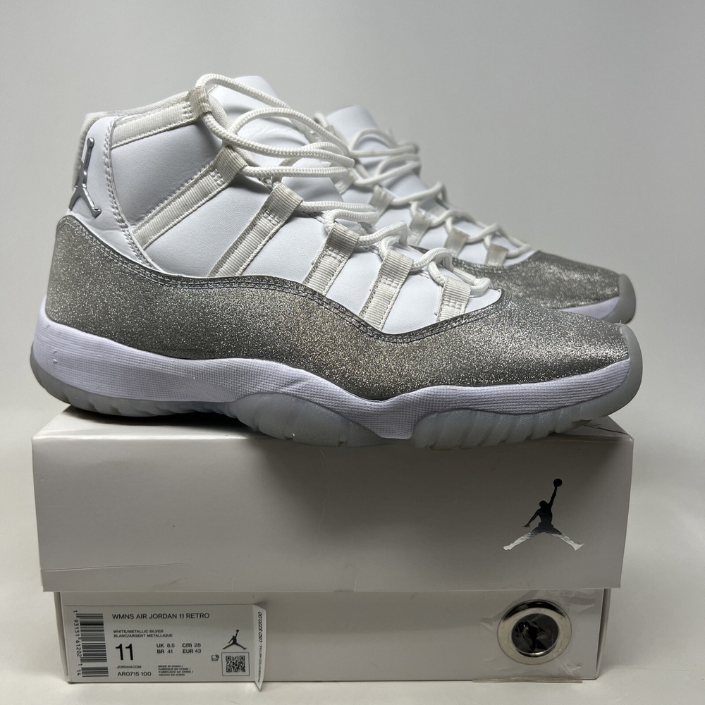 Nike Air Jordan 11 Metallic Silver Glitter AR0715-100 2019 Women's Size 11